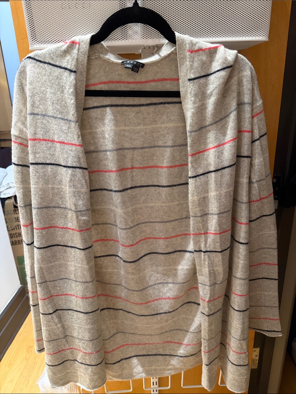 Theory Striped Hooded Cashmere Cardigan - M